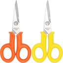 Precision Small Craft Scissors 2 Pack 6 Inch Kevlar Scissor Electricians Snips All Purpose Small Sharp Scissors for Office, Home, Crafting, Yellow&Orange
