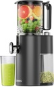 Cold Press Juicer, 5.3" Wide Feed Chute Juice Extractor Machine with 400W, High Juice Yield, Slow Masticating Juicer for Whole Vegetables & Fruits, Black Gray