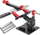Adjustable Knife Sharpener Tool, Professional Knife Sharpening System Kit, Blade Sharpener Angle Guide W / 3 Diamond Stones (320#, 800#, 2000#) for Kitchen, Pocket, Hunting Knives