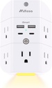Surge Protector Outlet Extender - with Night Light, 5-Outlet Splitter and 4 USB Ports (2 USB C Charger), Multi Plug Outlet for Home, Dorm Room Essentials