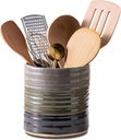 Utensil Holder 5.3" for Countertop, Ceramic Utensil Crocks for Kitchen Counter, Farmhouse Kitchen Décor Utensil Holder, Protection Cork Bottom