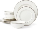 Lenox 895707 Federal Platinum 12-Piece Dinnerware Set, Service for 4