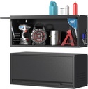 Metal Garage Wall Cabinet,Float Tool Cabinets with Up-Flip Door,Wall Mounted Metal Steel Cabinet for Garage/Home Office/RV/Ware House（Black/13.8" H）