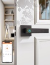 Fingerprint Door Lock, Biometric Door Knob with Smart Lock, Keyless Entry Door Handle with App, Bedroom, Office, Hotel, Pantry, Oil Rubbed Bronze