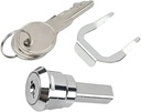 A Set Silver Universal Stainless Toolbox Lock, Toolbox Lock Iron Cabinet Insert Linkage Drawer Locks Set,180° Rotation Unlocking(1 Fastening tab and 2 Keys,1 Cylinder) Cabinet Hardware