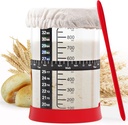 Sourdough Bread Starter Kit- 34 oz Large Capacity Sourdough Starter Jar with Natural Kitchen Sponge for the Perfect Sour Dough Bread & Sourdough Starter Kit- Sourdough Bread Baking Supplies (Red)