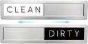 Stainless Steel Dishwasher Magnet Clean Dirty Sign - Premium Magnetic Signs That Say Clean/Dirty - Optional Sticker Adhesive for Non-Metal Surface Dish Washers - Black & White Minimalistic Style