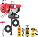 VEVOR Electric Hoist, 1320 lbs 120V Electric Winch with 328 ft Wireless & 14 ft Wired Remote Control, 40 ft Single Cable Lifting Height, Single/Double Slings, Lift Hoist for Garage Warehouse Factory
