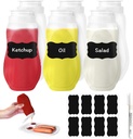 WCHOSOZH 6Pcs Condiment Squeeze Bottles for Sauces, 11OZ Hot Sauce Bottles with Cap, Clear Plastic Kitchen Ketchup Salad Dressing Dispenser for Liquids, Condensed Milk, BBQ Supplies HD PE BPA-free