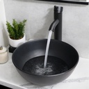 13” Bathroom Sink Stone Resin Vessel Sink with Faucet and Pop-up Drain Combo Round Bathroom Vessel Sink Black Bathroom Sink Above Counter Small Bowl