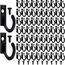 Zhehao 100 Pieces Key Hooks Jewelry Small Hook Key Hanging Small Wall Mounted Single Hook Robe Clasp Coat Hooks and 110 Pcs Screws for Hanging Hat, Scarf, Bag(Black,100 Pieces)