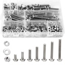 280PCs 1/4-20 Hex Bolts Screws Hex Nuts Flat Washers Lock Washer Kit, Stainless Steel 304, Fully Threaded Hex Bolt 1/4-20 x 1/2" 3/4" 1" 1-1/4" 1-1/2" 1-3/4" 2" Length