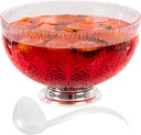 Upper Midland Products Crystal Cut Plastic Punch Bowl With Ladle 3 Gallon Chrome Base For Parties