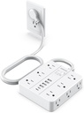 Power Strip Flat Plug with 12 Outlets 6 USB(2 USB C),SMNICE Surge Protector Charging Station with Overload Protection,5ft Extension Cord Widely Spaced Multiple Outlets for Home Office Dorm Essentials