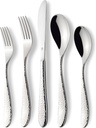 Hammered Silverware Set | Premium 18/10 Stainless Steel Flatware Service for 12 | Heavy-Duty & Dishwasher Safe | Built to Last (60-Piece, Marettimo Hammered)