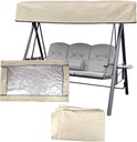 Swing Canopy Replacement Cover, 64.57x44.89x5.9in Porch Swing Top Cover Waterproof Windproof Sunshade for Outdoor Courtyard Patio 3 Fabric Seat Garden Hammock Chair (Beige)