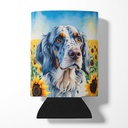 Caroline's Treasures English Setter in Sunflowers Can or Bottle Hugger Cooler Washable Drink Sleeve Collapsible Beverage Insulated Holder, Can Hugger, Multicolor