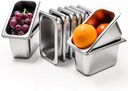 10 Pack Stainless Steam Hotel Pan 1/9 Size 4 Inch Deep Table Pan 0.8 mm Thick 6.9 L x 4.3 W Food Storage Containers Anti Steam Pan Restaurant Anti Clogging Steamer for Party, Restaurant, Hotel