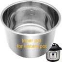 Stainless Steel Inner Pot for Instant Pot 6QT, Upgrade Replacement Pot for Instant pot 6 quart, Food Grade 304 (18/8) Stainless Steel Cooking Pot with Thick Bottom, Non-Toxic (No Teflon)