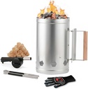 WILLBBQ Charcoal Chimney Starter, Heavy Duty Premium Chimney Starter for Charcoal Grills BBQ Accessory with Heat Resistant Wooden Handle for Outdoor Grill Camping (‌Silvery)