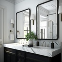 USHOWER 2-Pack Black Bathroom Mirrors for Over Sink 24 x 36 Inch, Metal Frame Rectangle Wall Mirror, Modern Farmhouse Vanity Mirror, Wall Mounted