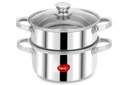 Pigeon ar Stovekraft Steel X Tvaikonis Nerūsējošā tērauda Indukcijas bāze, Modak Maker/Momo Maker, Divējāds iedalījums ar stikla blīvi, 4.6L Ietilpība, Sudrabs, 4,6 litri