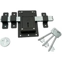 Hindson 10 Chal Iron Gate Lock - Heavy Duty 8 Lever Door Lock with 3 Keys - Double Side Operated Main Gate Lock for Home & Office - Strong Metal Body (Melnā apdare)