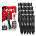 Sharpie S-Gel Pen viduspunkts (0,7mm), melnā gela tinte, 36 grāfi – rakstība, piezīmjdatori, biroja piederumi, bez uztriepes, bez lodītes