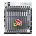 Zebra Pen Z-Grip Ievelkama lodīšu pildspalva, melna tinte, 1,0mm, 24 Iepakojums