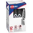 Every Marks-A-Lot Regular Desk-Style Size Chisel Tips, 12 Black Pastāvīgie Markers ir ideāls zīmēm un plakātiem (0788)