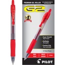PILOT G2 Premium Gel Pens, polsterēts punkts 1. 0mm, sarkana tinte, 12-iepakojums