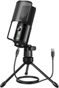 FIFINE Podcast ieraksta mikrofons, PC USB kondensators mikrofons vokālās mūzikas straumēšanai, datora darbvirsmas mikrofons ar mēmo pogu priekš Windows/Mac OS-K669PRO1