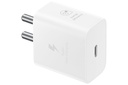 Samsung Original 25W USB Type-C Travel Adaptor bez Kabeļa Pixel, Xiaomi, Motorola, iPhone, Samsung Galaxy Tab S/A Series, Galaxy S10/M54/M55/A80/A90/S25/S24, White