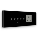 IOTICS Smart Wifi slēdzis: 4 x slēdzis & 1 Smart Plug modulis. Touch Control, tālvadības, App Control. Balss kontrole ar Alexa & Assistant. Smart Touch slēdzis Board Mājas automatizācijas (Melns)