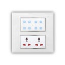 Smarteefi Touch 8 Port Modular WiFi Smart Switch Board, 6 Smart Switch, 2 Smart Plug, Savietojams ar Alexa & Home, White (Izmērs: 8M-Square (154mmx160mmx40mm))