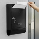Plantex vēstuļu kaste/GI Steel Magazine turētājs/sūdzības kaste un ieteikumu kaste birojam ar drošu slēdzeni un atslēgām/ziņu papīra turētājs/pasta kaste/pasta kaste- (Melns) sienas kalns