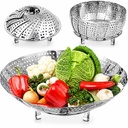 Jig-Tik Dārzeņu Tvaika Grozs, Premium Nerūsējošā tērauda Veggie Tvaika Grozs - Salokāmi Izplešamie Tvaikoni dažāda izmēra pods (5,5 collas līdz 10,5 collas)