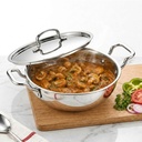 SOLARA Trīskāršs nerūsošs tērauda Kadai ar SS Lid 28 cm, Tri Ply SS Kadhai, Heavy Apakšējā Induction Base Cookware, Stainless Steel Cooking Pot for Frying, Sauteing, Carry