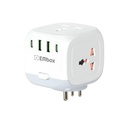 EMBOX Multi Plug Socket with Type C Port Master Switch-Cordless Extension Board with 3 Sockets 2 USB A & 2 USB C Slot (2.4A-Direct Plug)-3 Pin Multiplug with Safety Shutter Protection-2500W