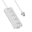Lapcare Smart Surge Protector with Individual Switch, 250 Volts Extension Board, 3AC Socket 2500W, PD 20w & 2xUSB, 1.5M Copper Cord, Overload Protection, Safety Shutter, Durable PP Body