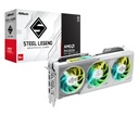 ASRock AMD Radeon RX 9070 XT Steel Legend 16GB White GPU 20Gbps GDDR6 256Bit (3rd Gen RT 2nd AI Accelerators) PCIe5.0 800W 2x8-pin Triple Fan DP2.1a HDMI2.1b Grafikas karte 2.9 Slot