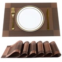 P-Plus starptautiskie vietmati Novieto matiņus virtuves ēstuves galdam, siltumnesējs StainAnti-Skid Mazgājams PVC galda matrice,Vinyl Dinner Mats (Brown, 6 Pack)