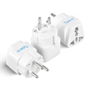 Ceptics Indija uz Izraēlu, Gazu, Palestīnu & More (H tips) Travel Adapter Plug - CE Certified - RoHS Compliant - White Color - 3 Pack (GP-14-3PK)