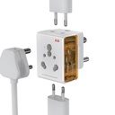 GM 3050 16 Amp 3 Pin Multi Plug Travel Adaptor - Universal Power Adapter Piemērots I un II klases elektriskajām ierīcēm, balta