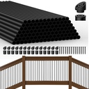 HYPERGIANT 105 Pack 26" Aluminum Deck Balusters,3/4" Round Deck Railing Spindles with Conectors and Screw,Hollow Metal Deck Balusters for Railing Fencing Porch,Black Deck Stair Spindles for Staircase