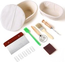 Sourdough Bread Proofing Basket Set, 10" Oval and 9.7" Round Breads Baking Supplies Round Bread Proofing Baskets Kit Tools with Breads Lame Dough Whisk Bowl Scraper Sourdough Scraper