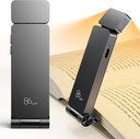 86lux Book Light, Rechargeable Reading Lights for Books in Bed, Ultralight Clip-on LED Bookmark Lamp with 3 Amber Colors & Stepless Dimming for Night Reading for Book Lovers, Kids, Ashen