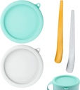 2pcs Silicone Lid for Dash My Mug Ice Cream Maker, BPA-Free Replacement Lids & Storage Covers with 2 Stainless Steel Spoon Universal Silicone Bowl Covers Airtight Seal (White, Light Green)