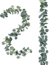 2 Pack Artificial Eucalyptus Garland Faux Silk Leaf Silver Dollar Eucalyptus Leaves Vines Handmade Garland Greenery Wedding Backdrop Indoor Outdoor Arch Wall Decoration