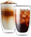Glass Coffee Mugs Set of 2, Insulated Thermal Cups 15.2oz, Double Wall Clear Glass Coffee Cup for Tea/Juice/Milk, Latte Cappucino Espresso mug Glassware Gift for Christmas Birthday